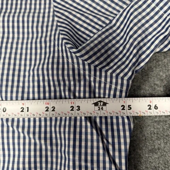 Untuckit Men Size 2XL Cappellano Shirt Short Sleeve Blue Gingham Check - Picture 8 of 8